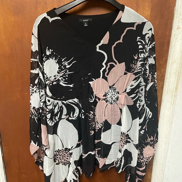Alfani Tops - Alfani Black and Pink Floral Blouse